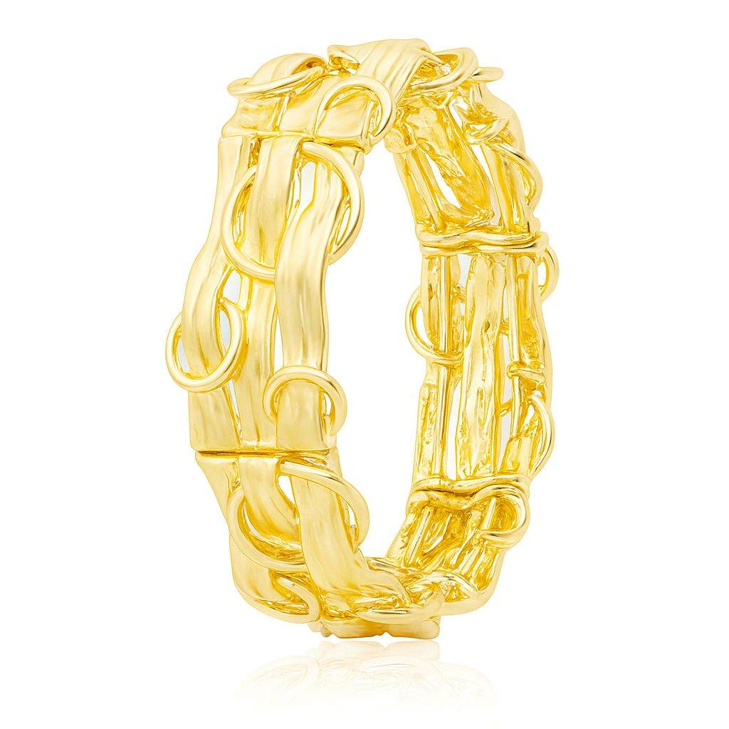 KC gold plated alloy bracelet with intricate hand-painted design and glossy finish by Pallas Jewellery