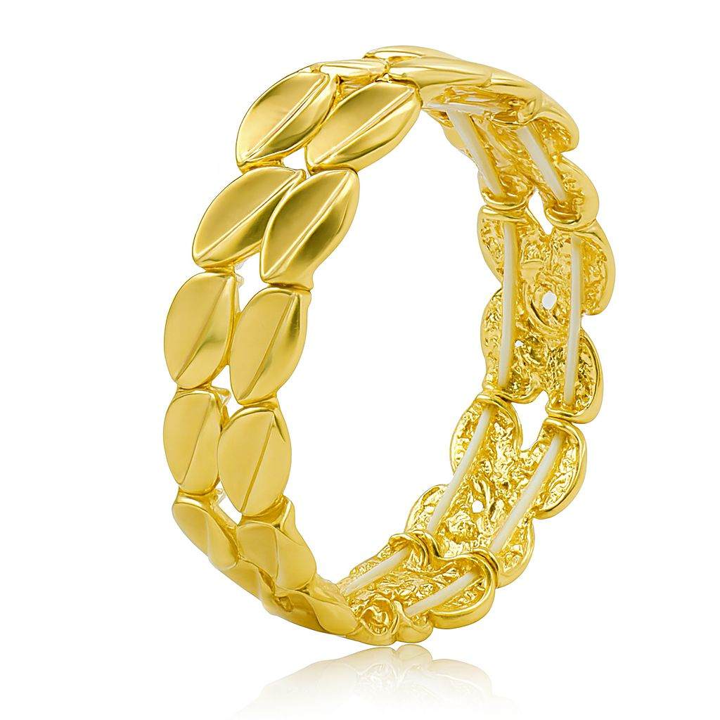 Leaf-inspired oval KC gold plated bracelet with smooth polished finish and minimalist modern design by Pallas Jewellery