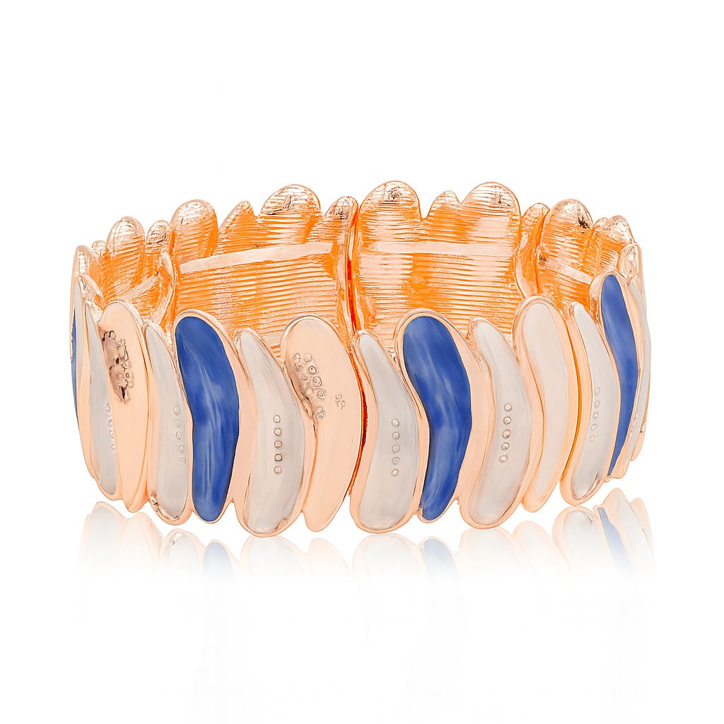 Pastel enamel stretch bracelet for women with artistic design
