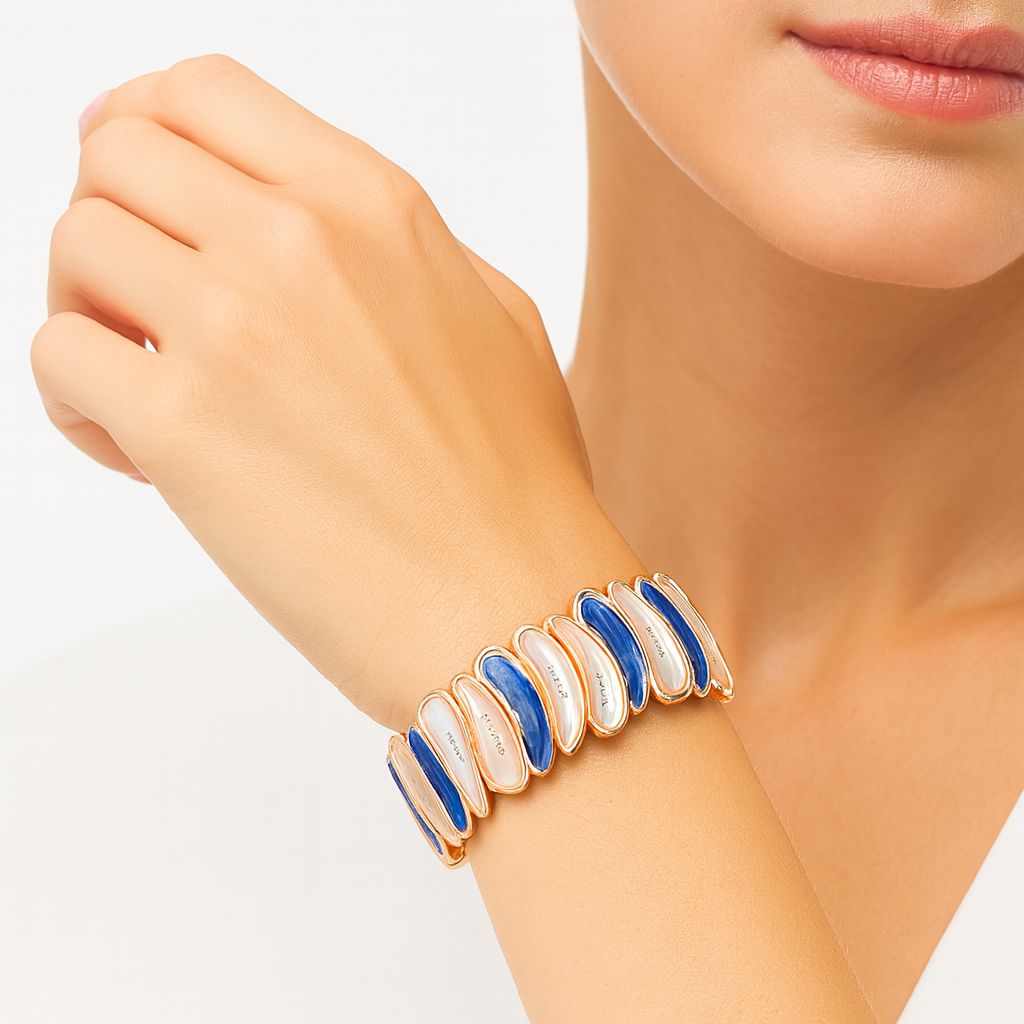 Rainbow enamel statement bracelet with KC gold plating