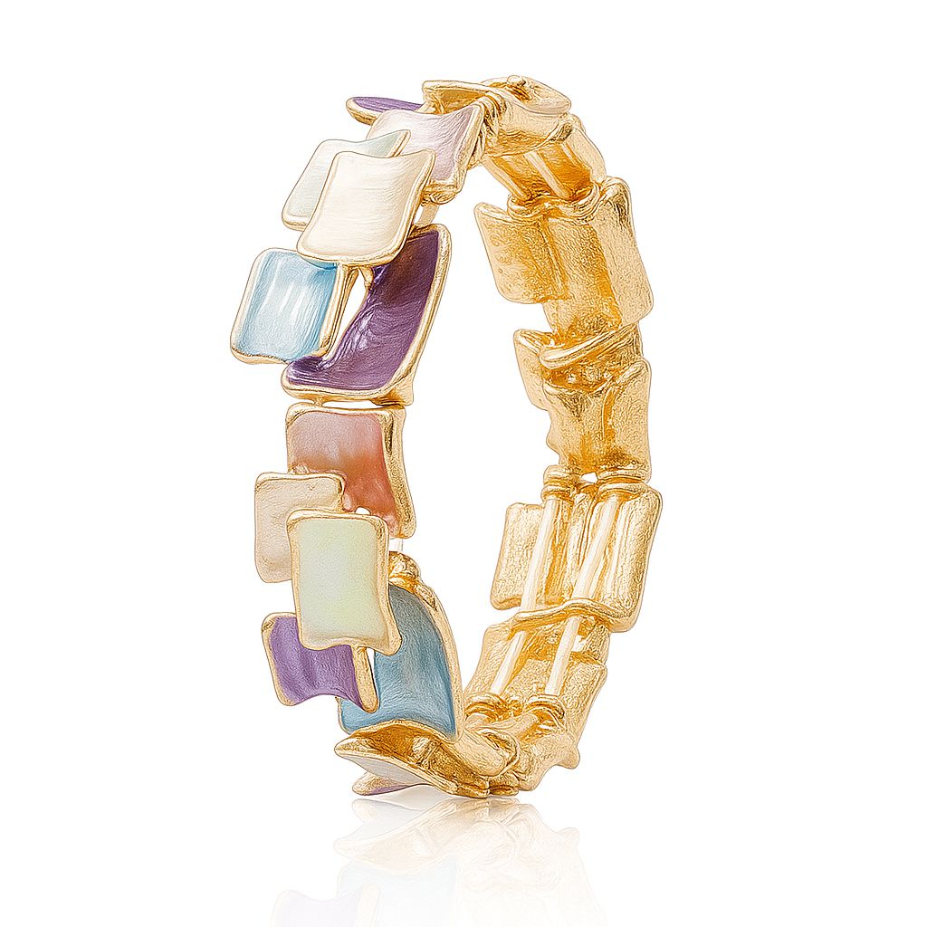 pastel-enamel-bracelet-set-model-wearing