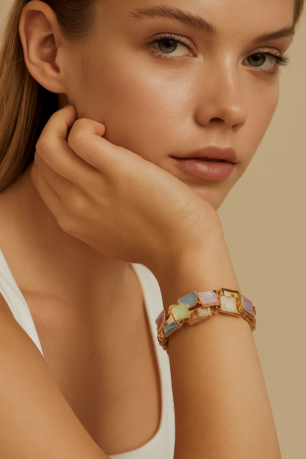 KC gold plated alloy bracelet set side view