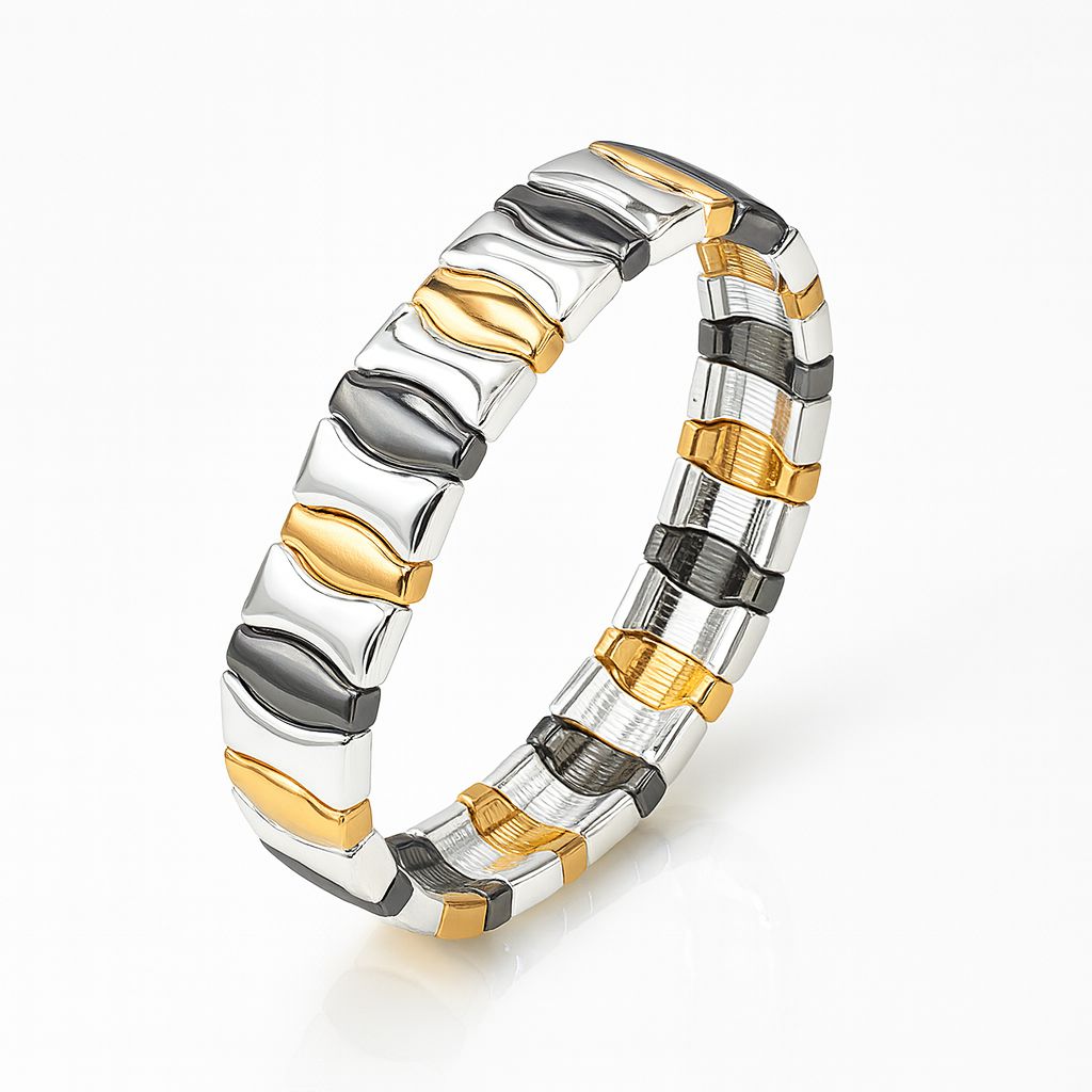 Pastel enamel oval bracelet set in blue, green, and pink with KC gold