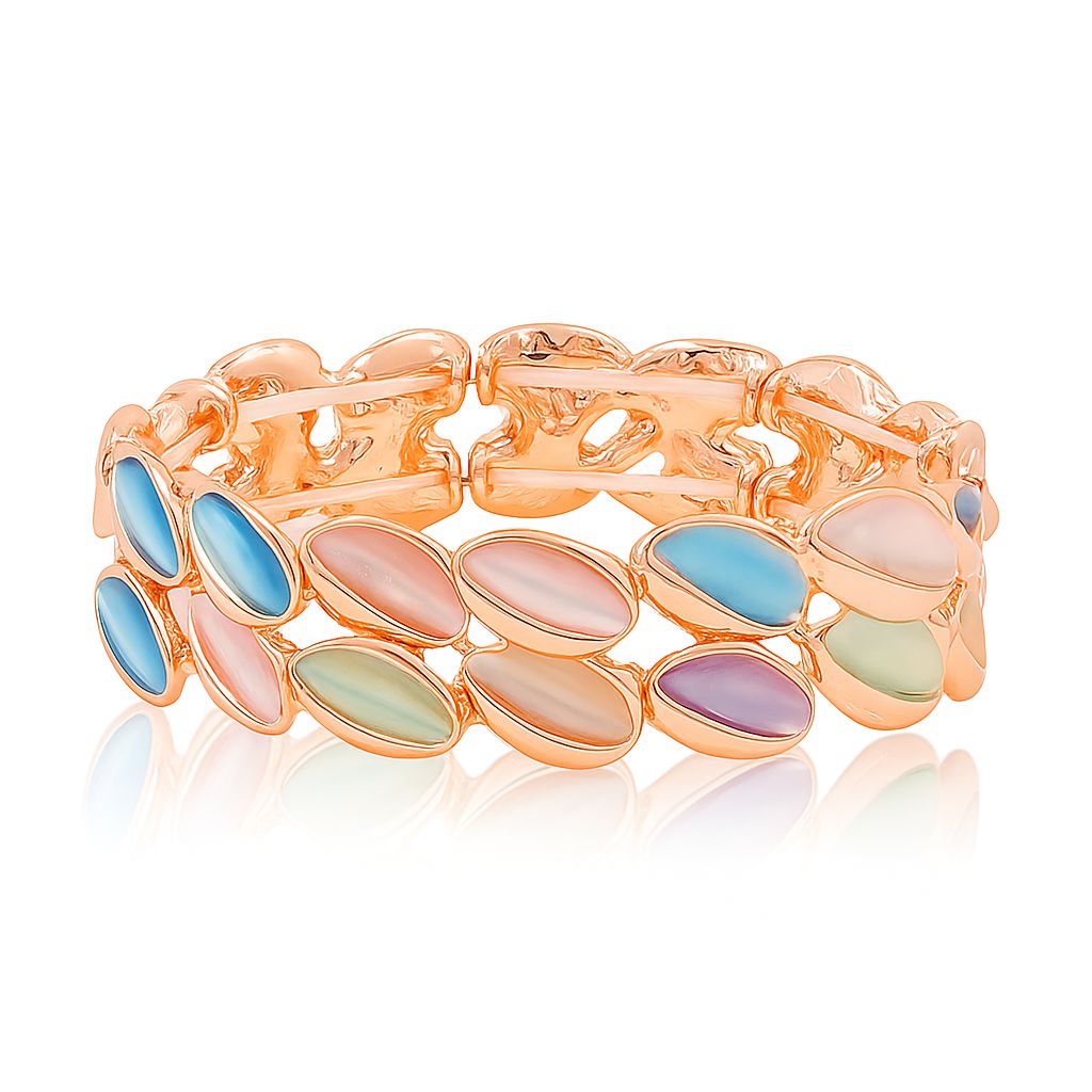 Pastel hand-painted enamel bangle showing side details