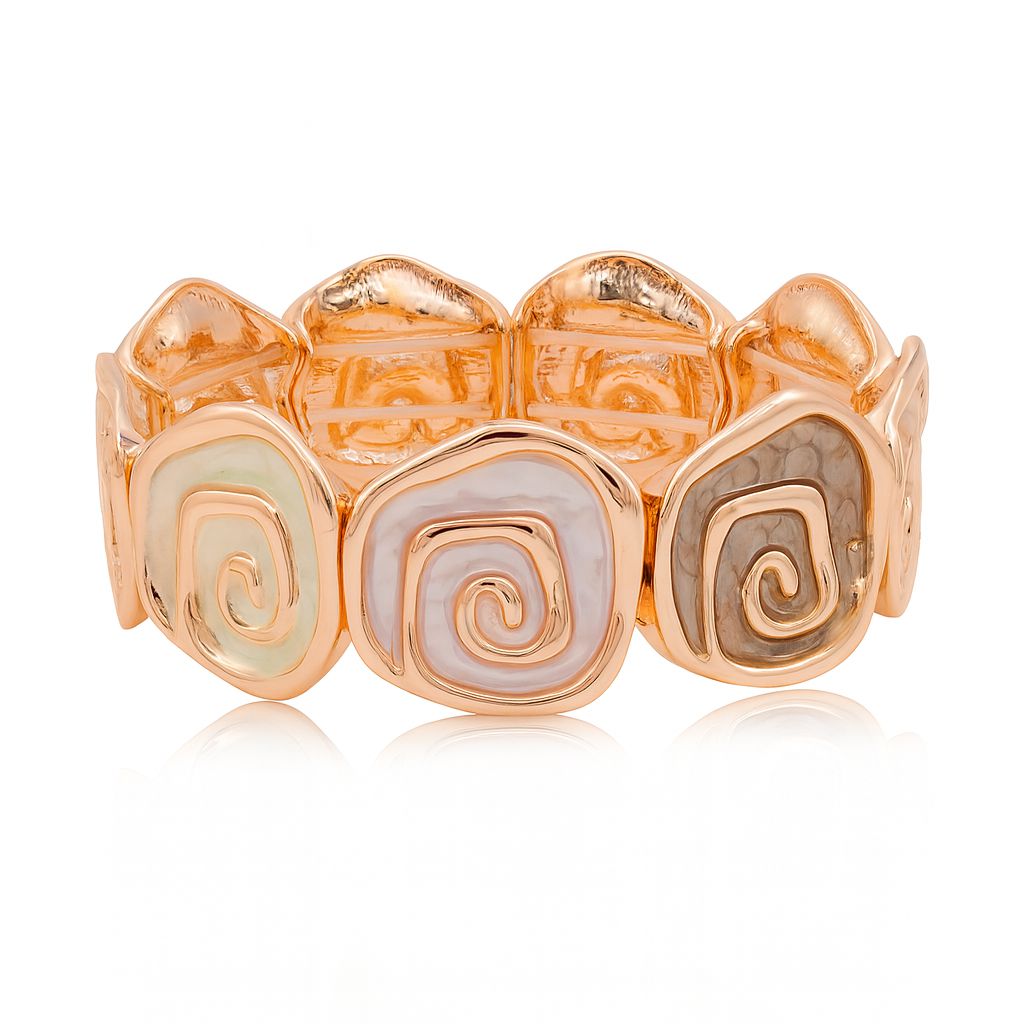 “Side view of pastel enamel heart bangle bracelet in KC gold finish”