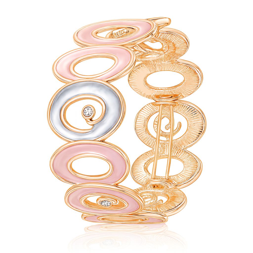 KC gold pastel heart bangle with hand-painted enamel for women