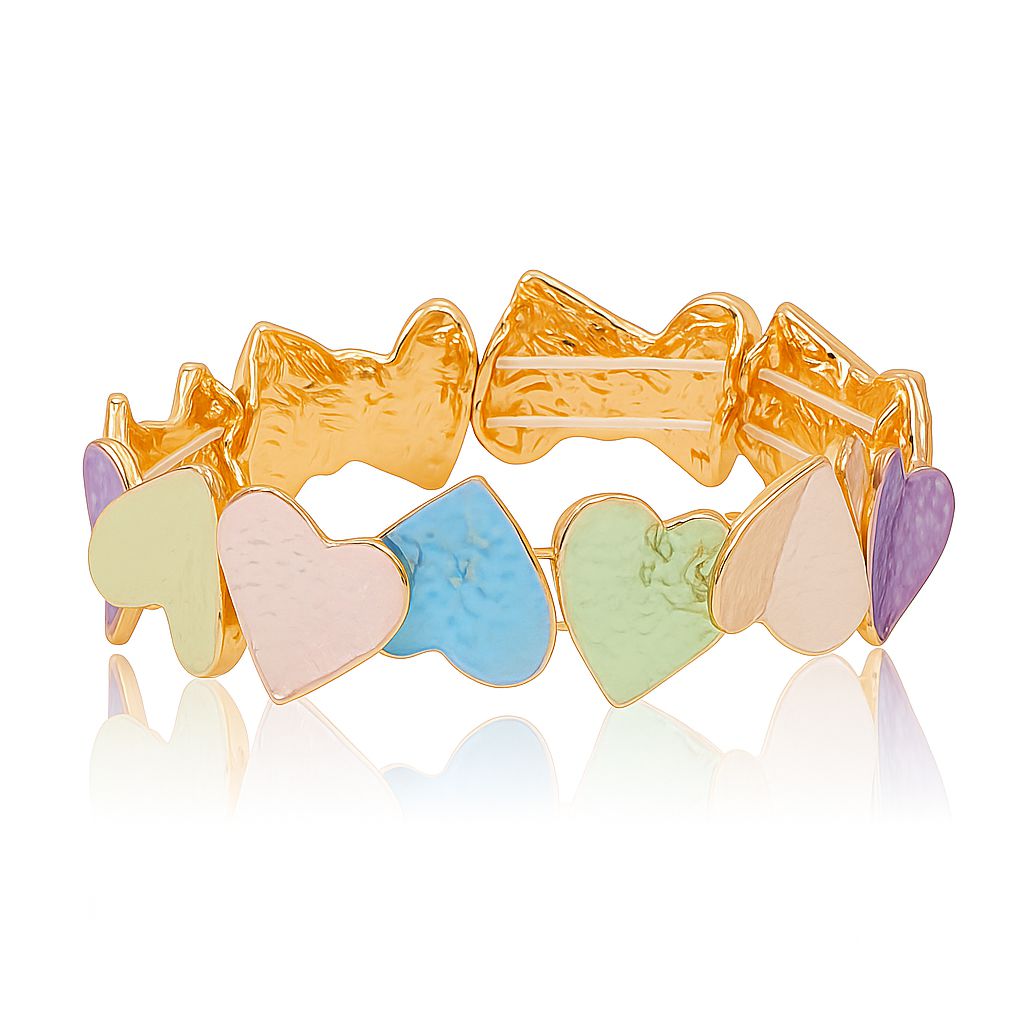 Pastel hand-painted heart charm bangle for women