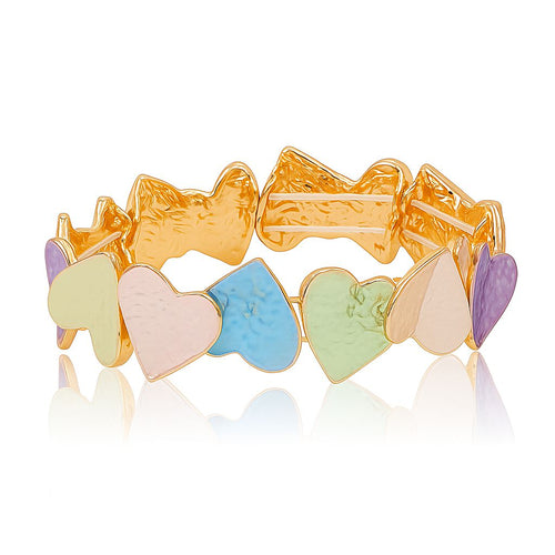 Pastel hand-painted heart charm bangle for women