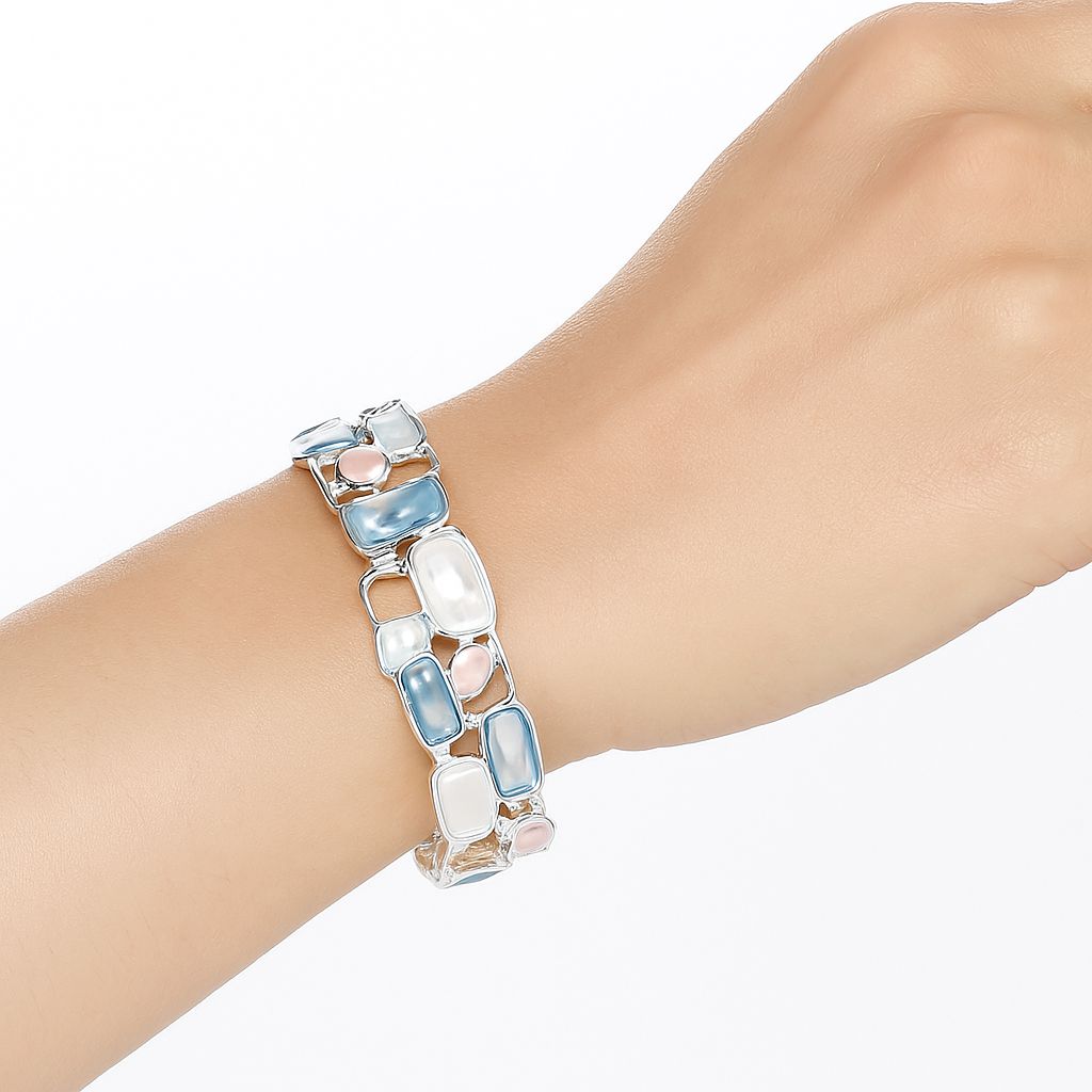 Geometric fashion bracelet featuring hand-painted pastel colors