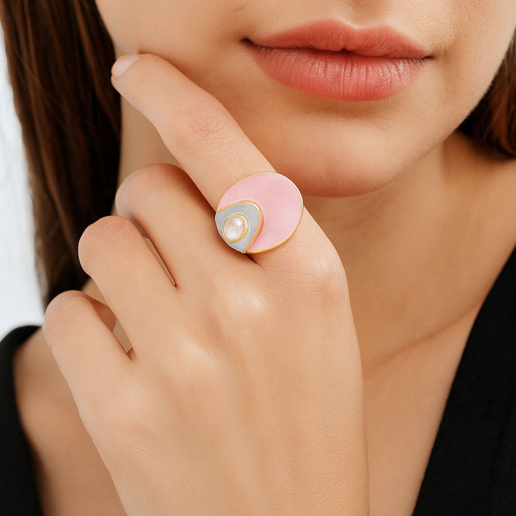 Modern pastel enamel ring for women