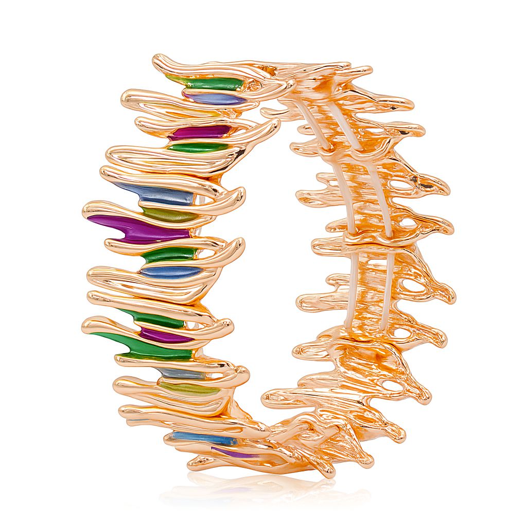 Rainbow brushstroke enamel bangle bracelet in gold-plated alloy