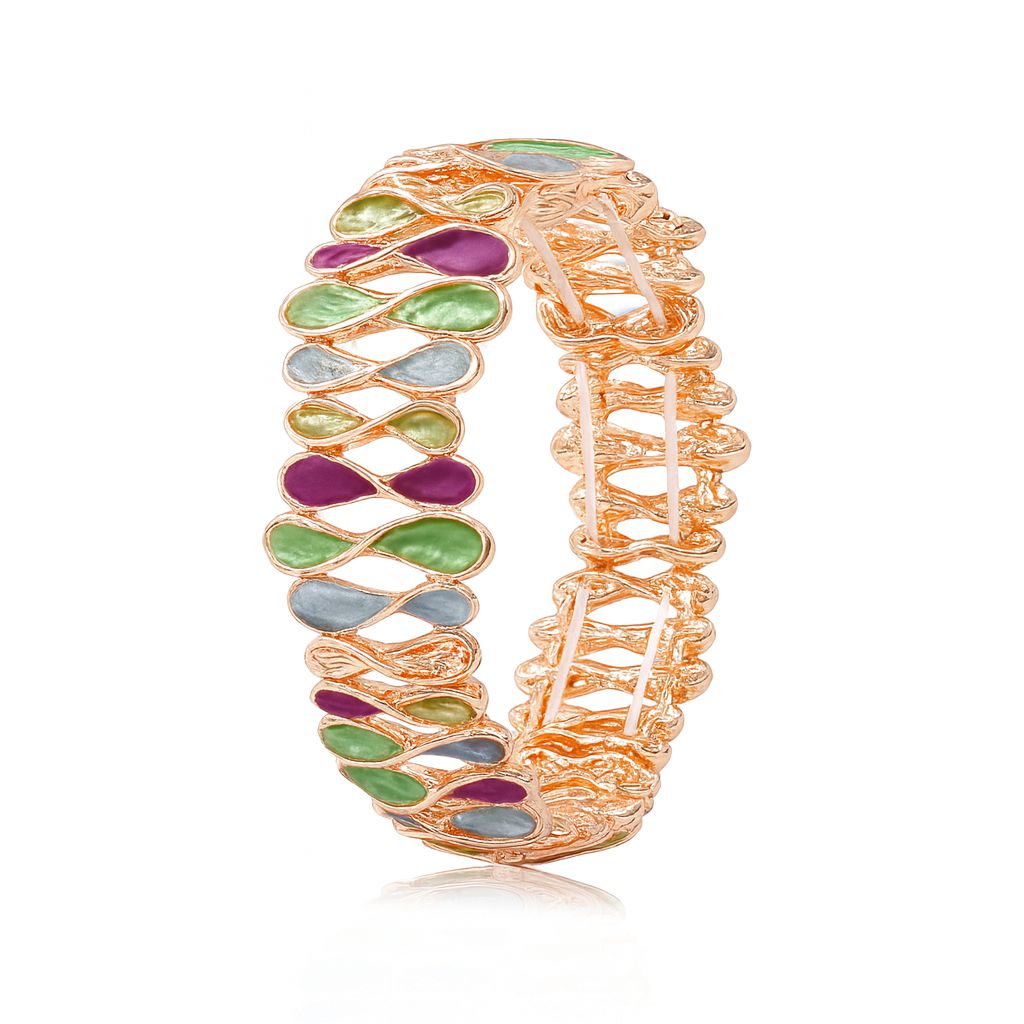 Red and cream enamel bracelet KC gold plated for women