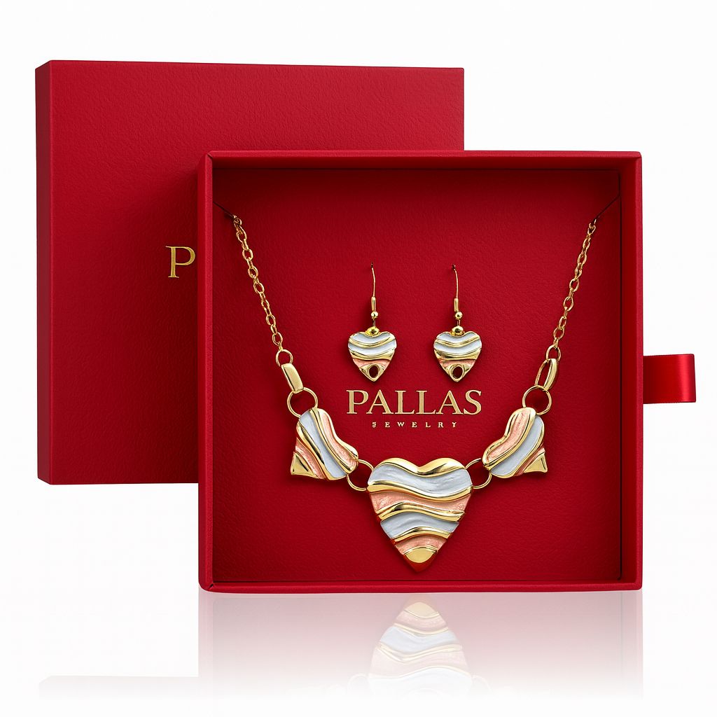 Heart jewelry gift set in luxury red box