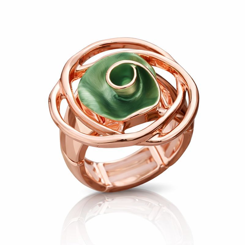 Rose gold hand-painted enamel swirl ring with KC gold plating