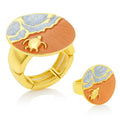 “KC gold sea turtle beach ring with hand-painted enamel”