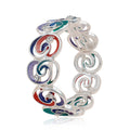 "Hand-painted spiral enamel bangle bracelet in multicolor design