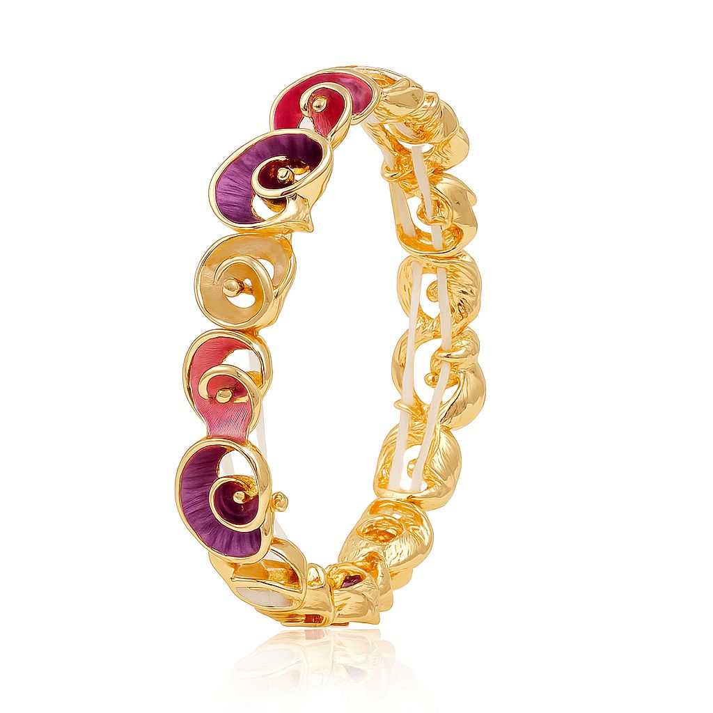 Colorful spiral enamel bracelet with KC gold plating for women