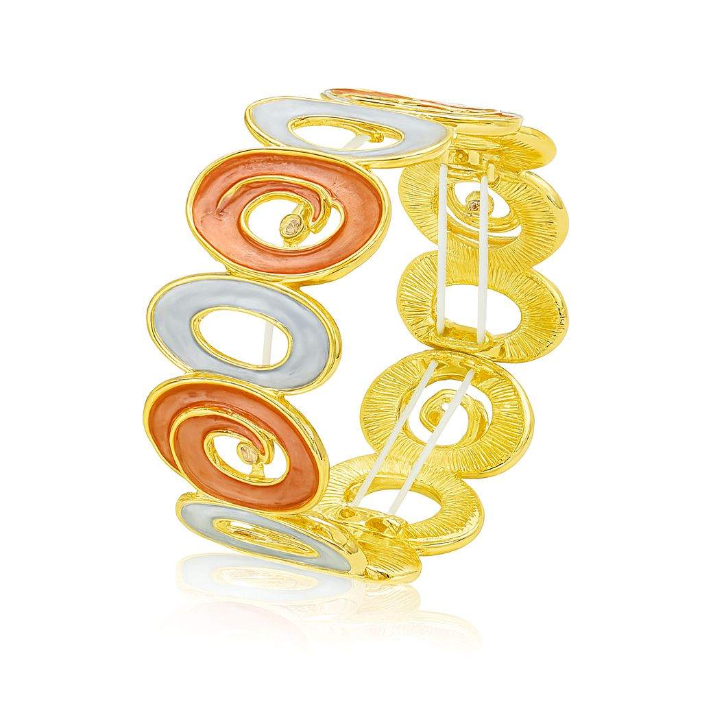 Hand-painted spiral oval bracelet with KC gold plating