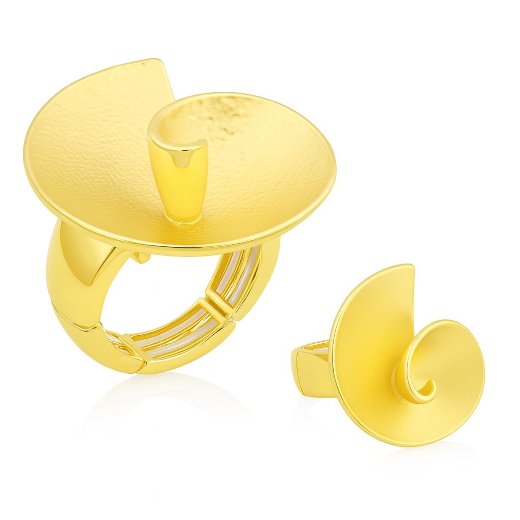 KC gold plated spiral shell statement ring for women