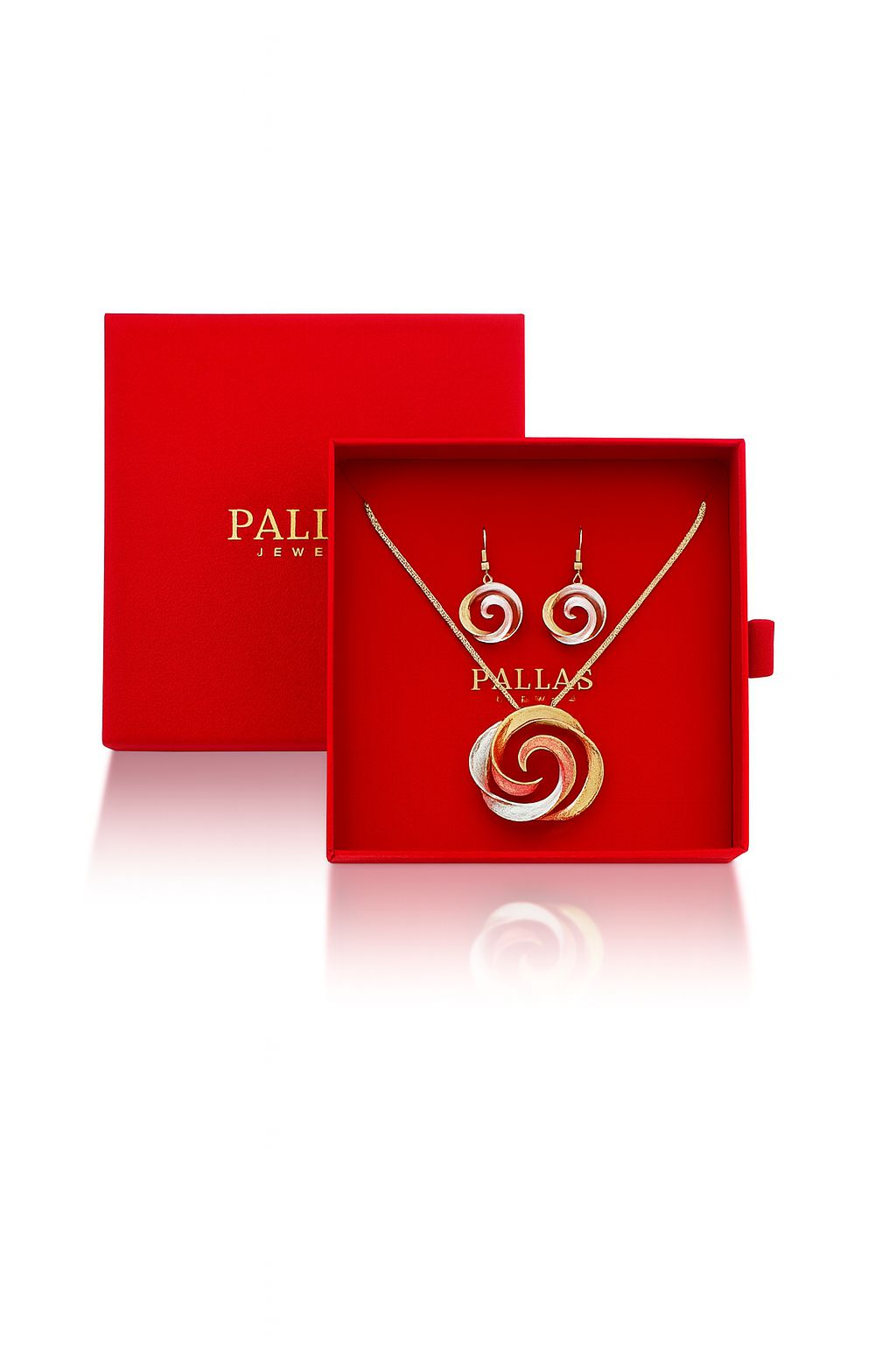 Spiral Swirl Statement Necklace and Earrings Set – KC Gold Plated Alloy with Hand-Painted Enamel