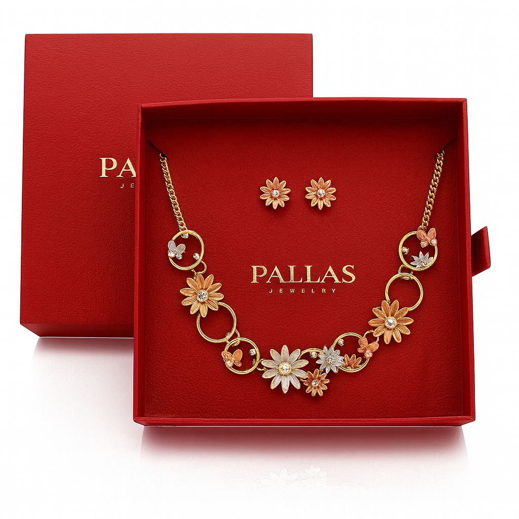 Flower and butterfly themed statement necklace for wome