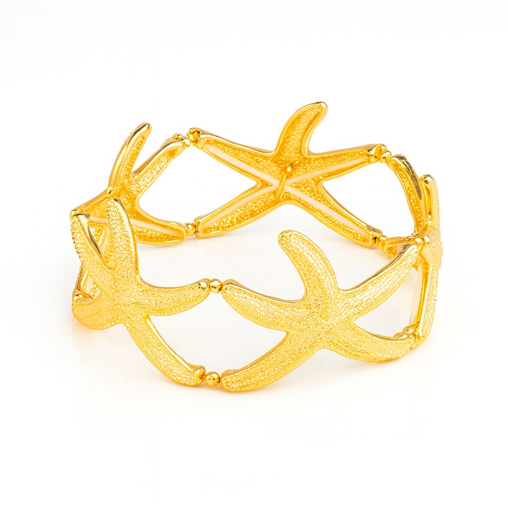 Beach-inspired starfish bangle in handmade enamel finish