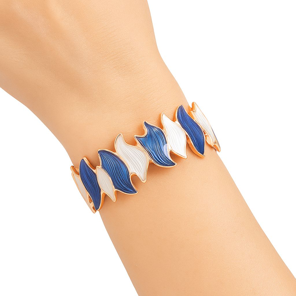 Artistic leaf-inspired bracelet with enamel thin-film painting