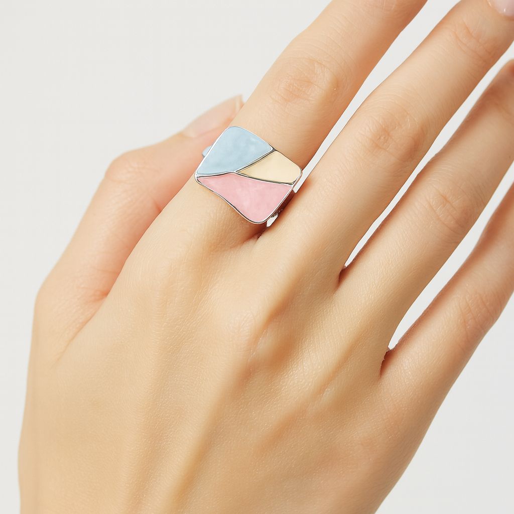 Women’s statement ring with hand painted enamel design