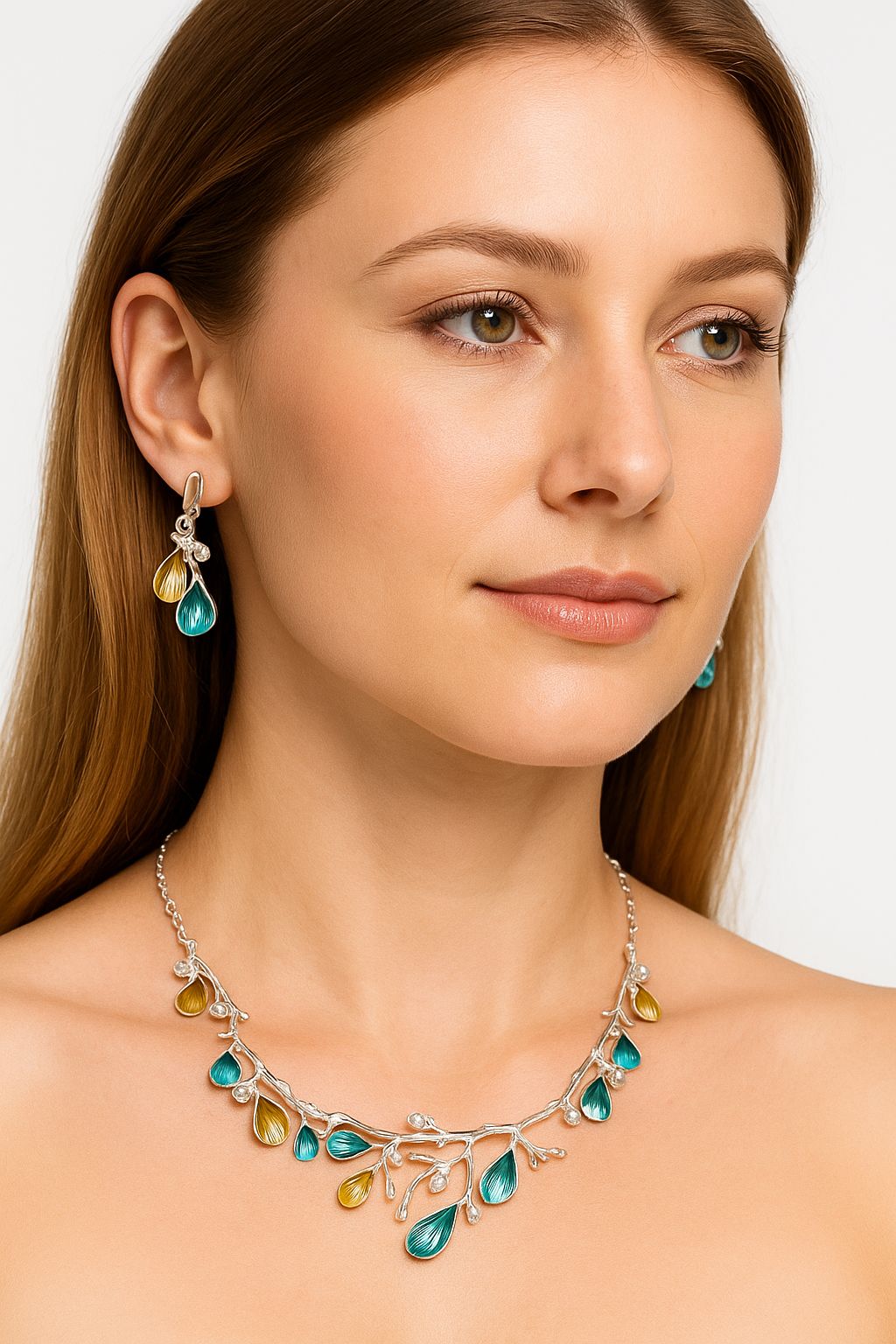 Teardrop enamel earrings with hand painted finish