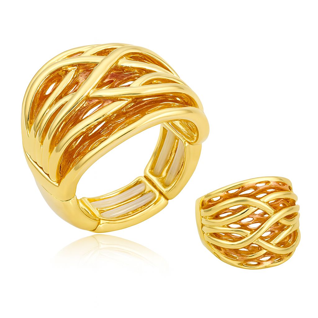 Sculptural textured gold statement ring with KC gold plating