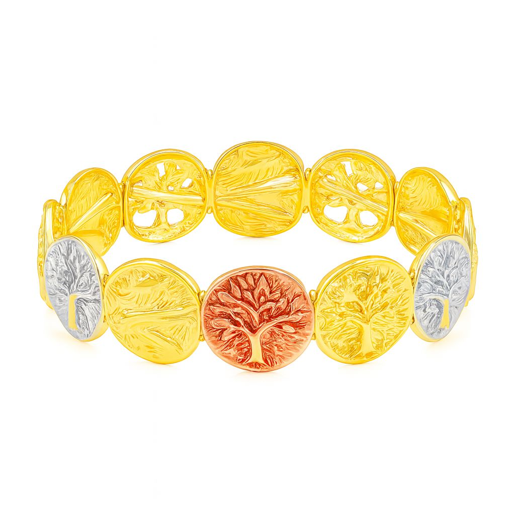 KC gold plated Tree of Life bangle with hand-painted enamel