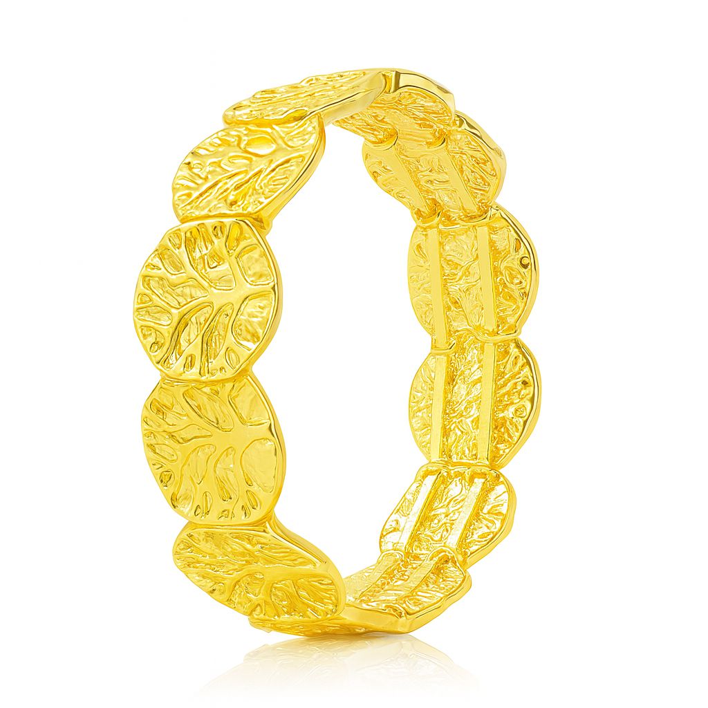 Tree of Life gold plated bracelet with embossed medallions for women