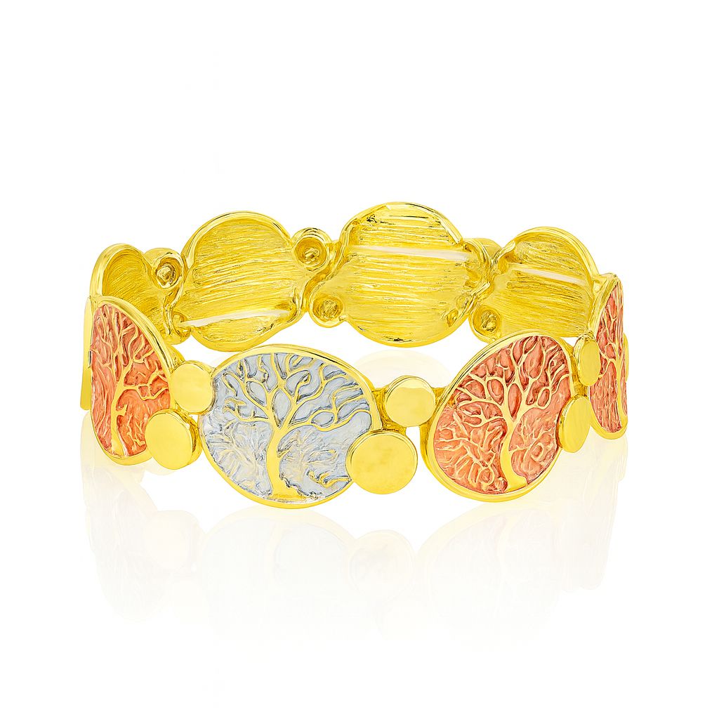 Women’s gold Tree of Life bracelet with artistic texture