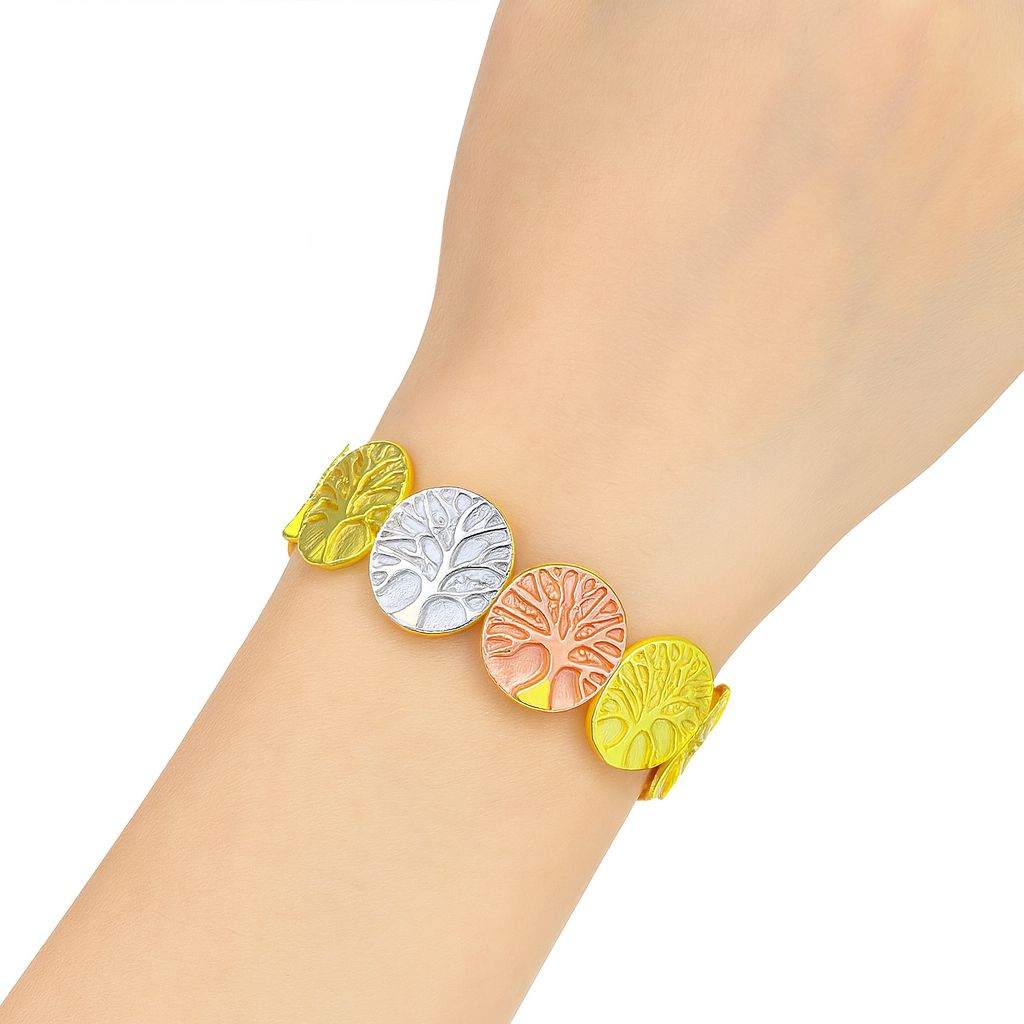 KC gold plated Tree of Life bracelet with textured enamel details