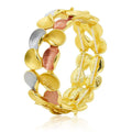 Tri-color enamel gold plated bangle bracelet front view