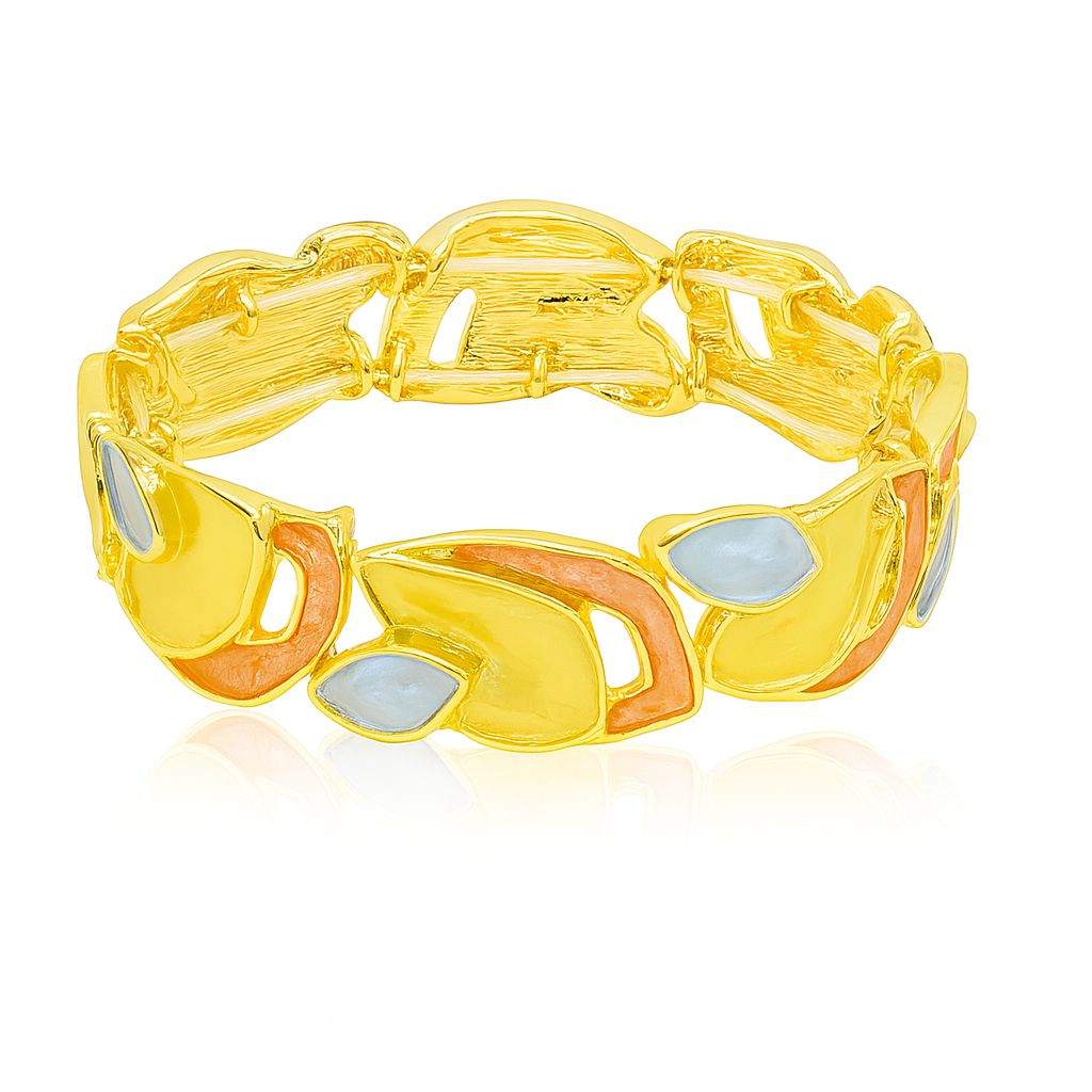 Hand-painted abstract enamel bracelet with KC gold plating