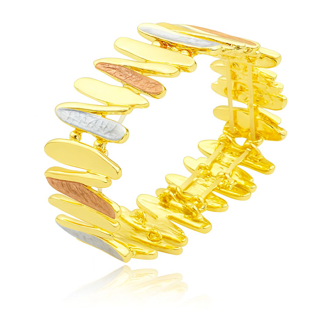 Tri-color hand-painted enamel gold bracelet for women