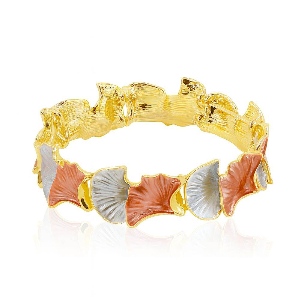 Colorful alloy flower bracelet with textured enamel