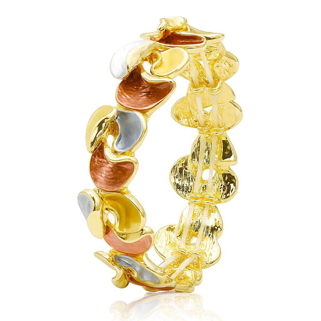 Women’s tri-color swirl enamel bracelet with KC gold plating
