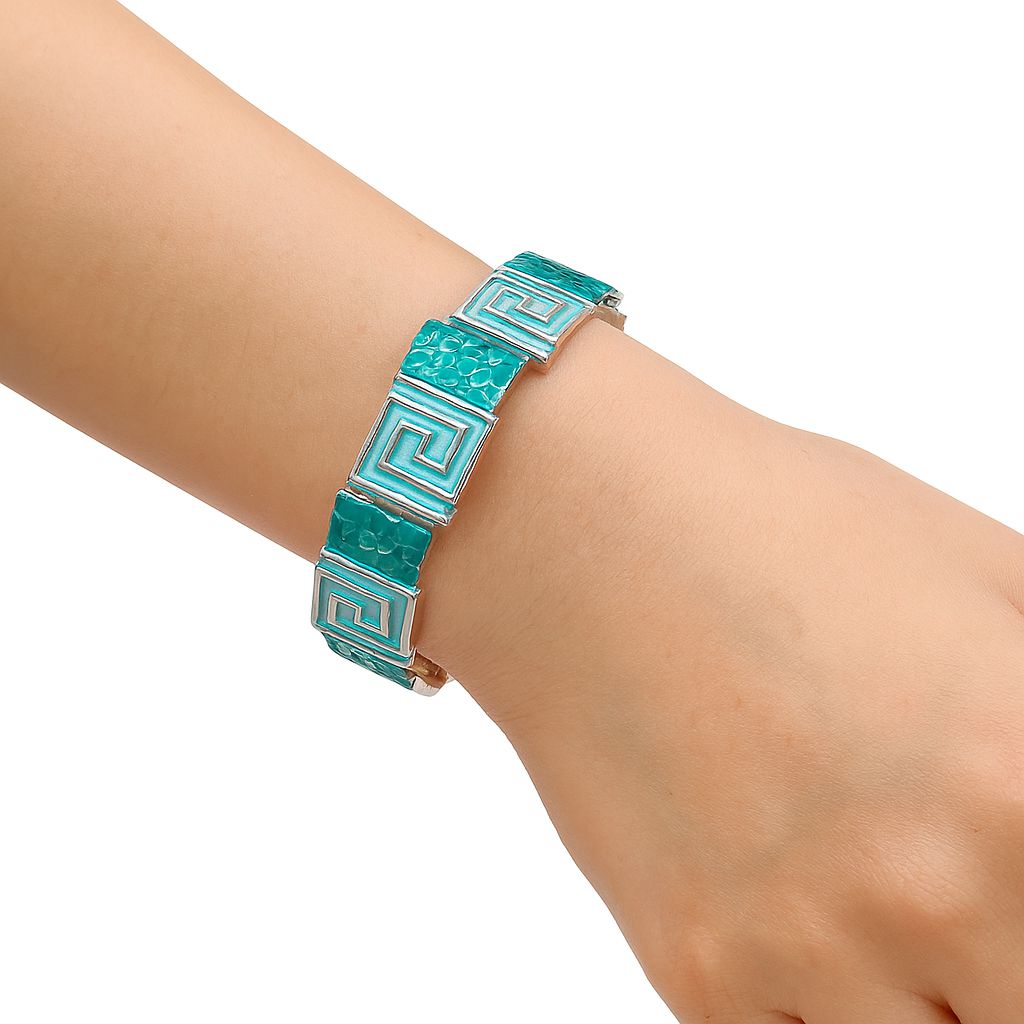 KC gold alloy bracelet with hand-painted geometric pattern