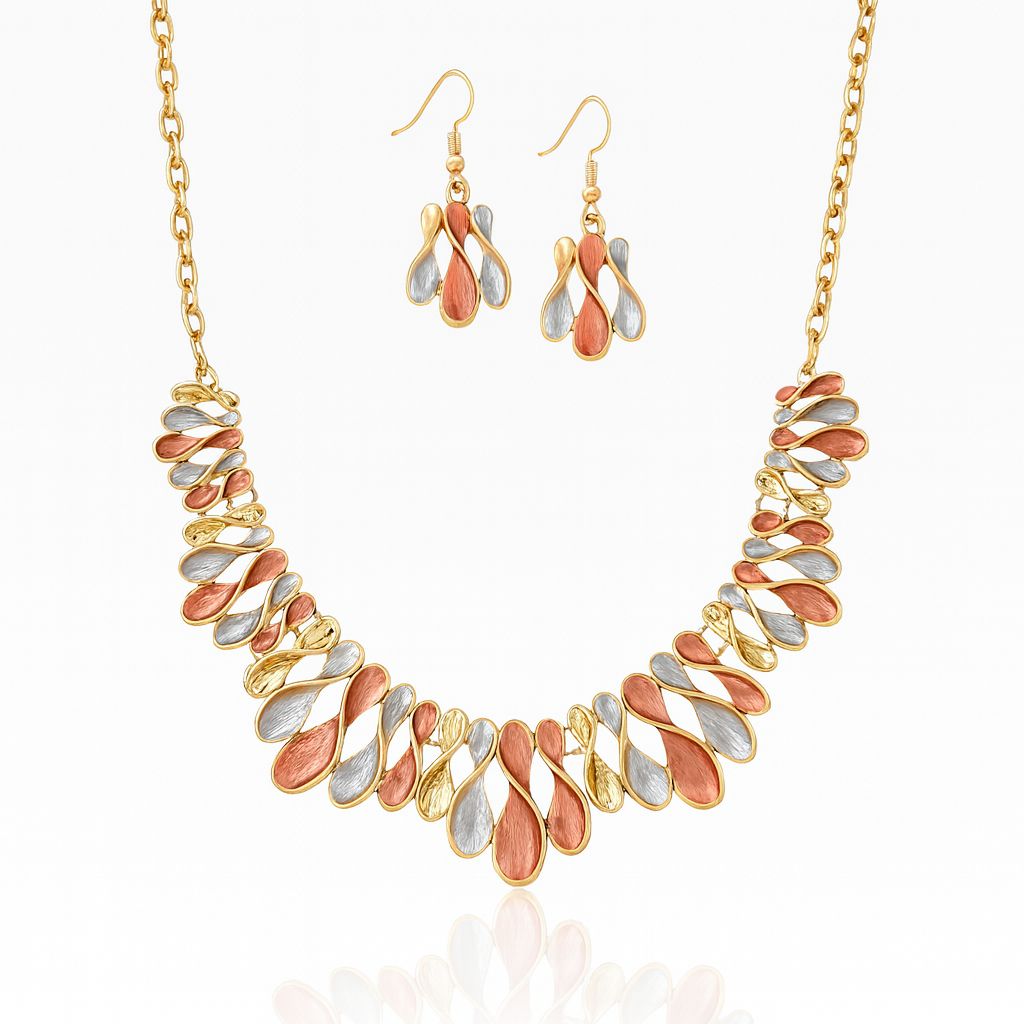 KC gold multicolor waterdrop necklace and earrings set for women