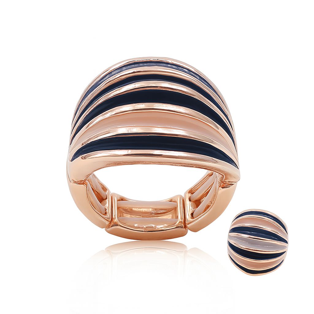 Wide enamel statement ring with KC gold plating and hand painted detail