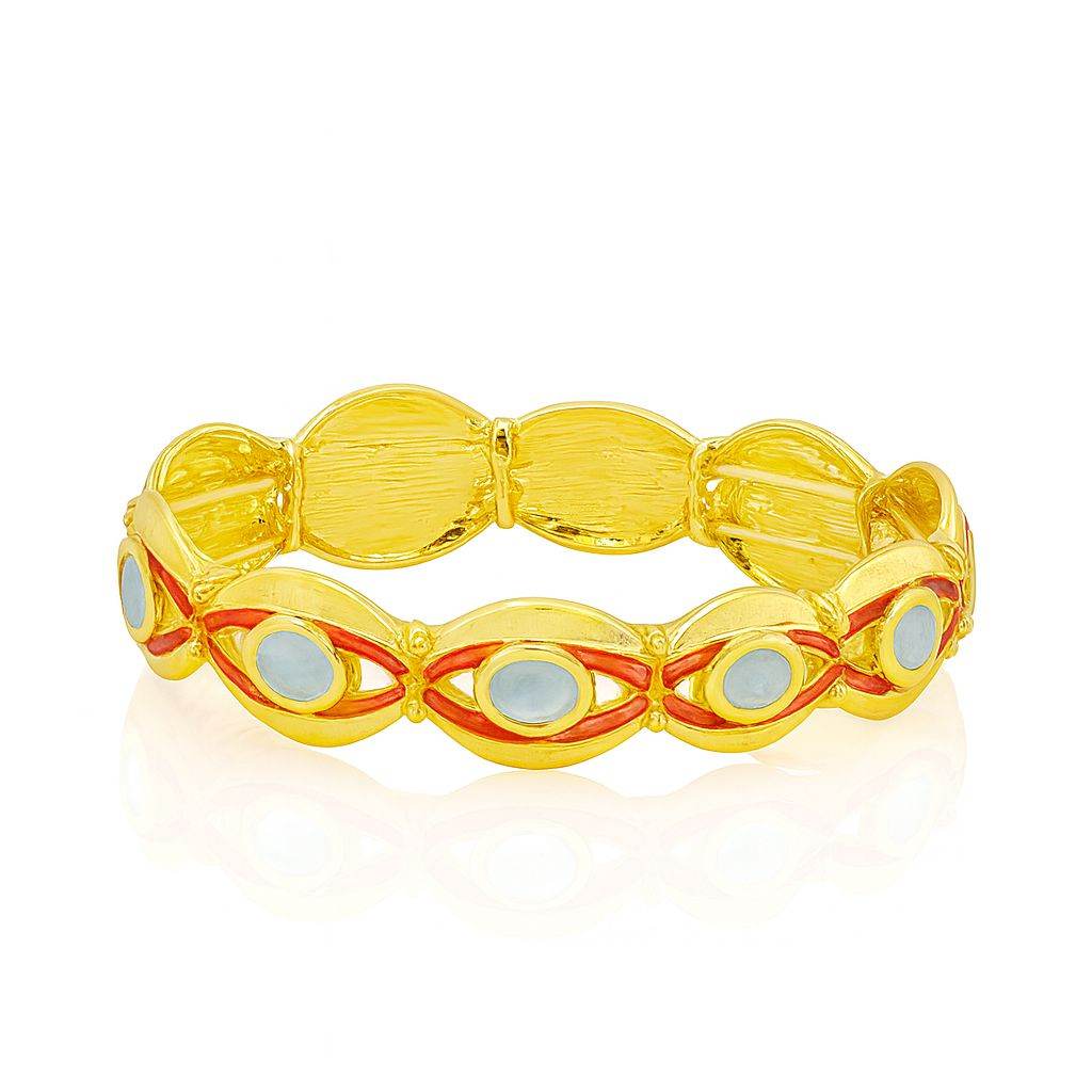 KC Gold Plated Hand-Painted Enamel Bangle Bracelet for Women | Colorful Alloy Jewelry
