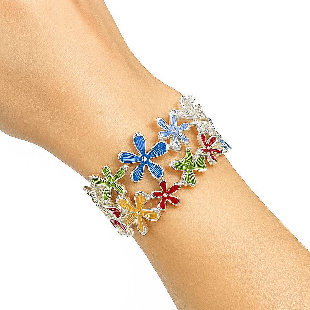 Artistic enamel flower bracelet fashion jewelry