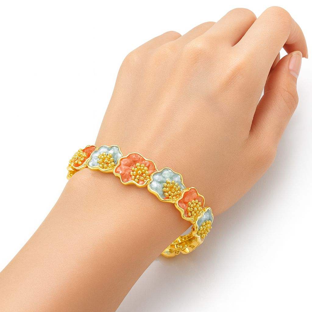vintage-enamel-flower-bangle-tri-color