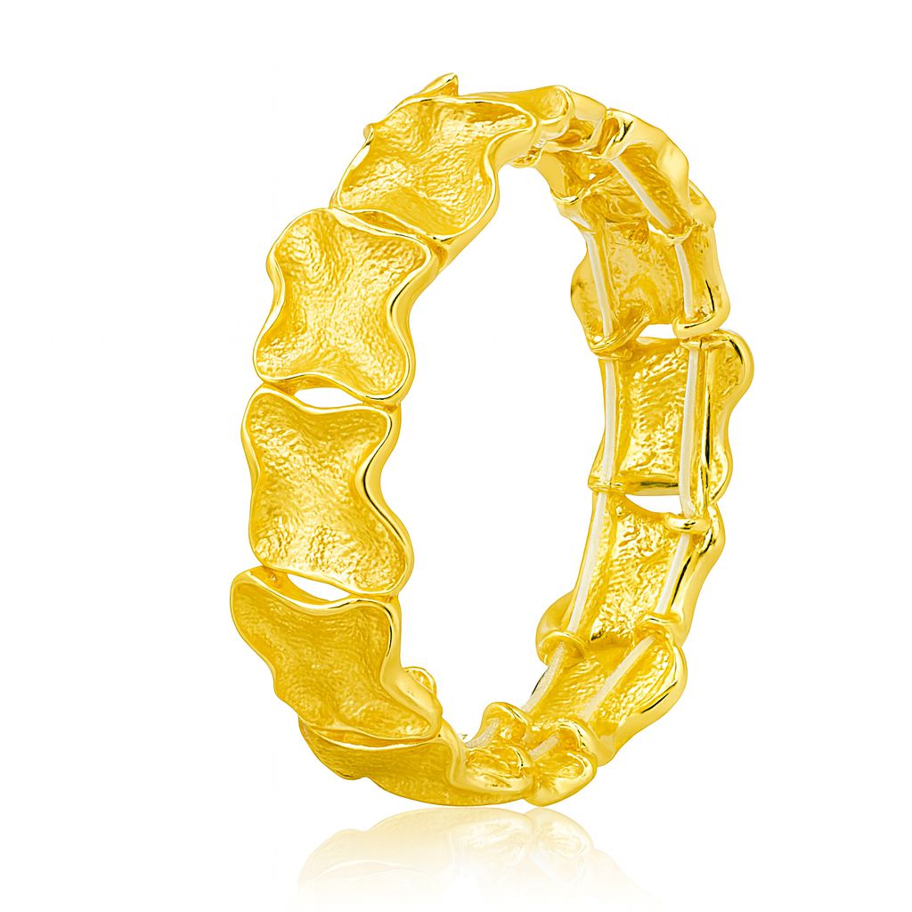Textured gold plated geometric bracelet with hand-painted alloy design and lightweight comfort