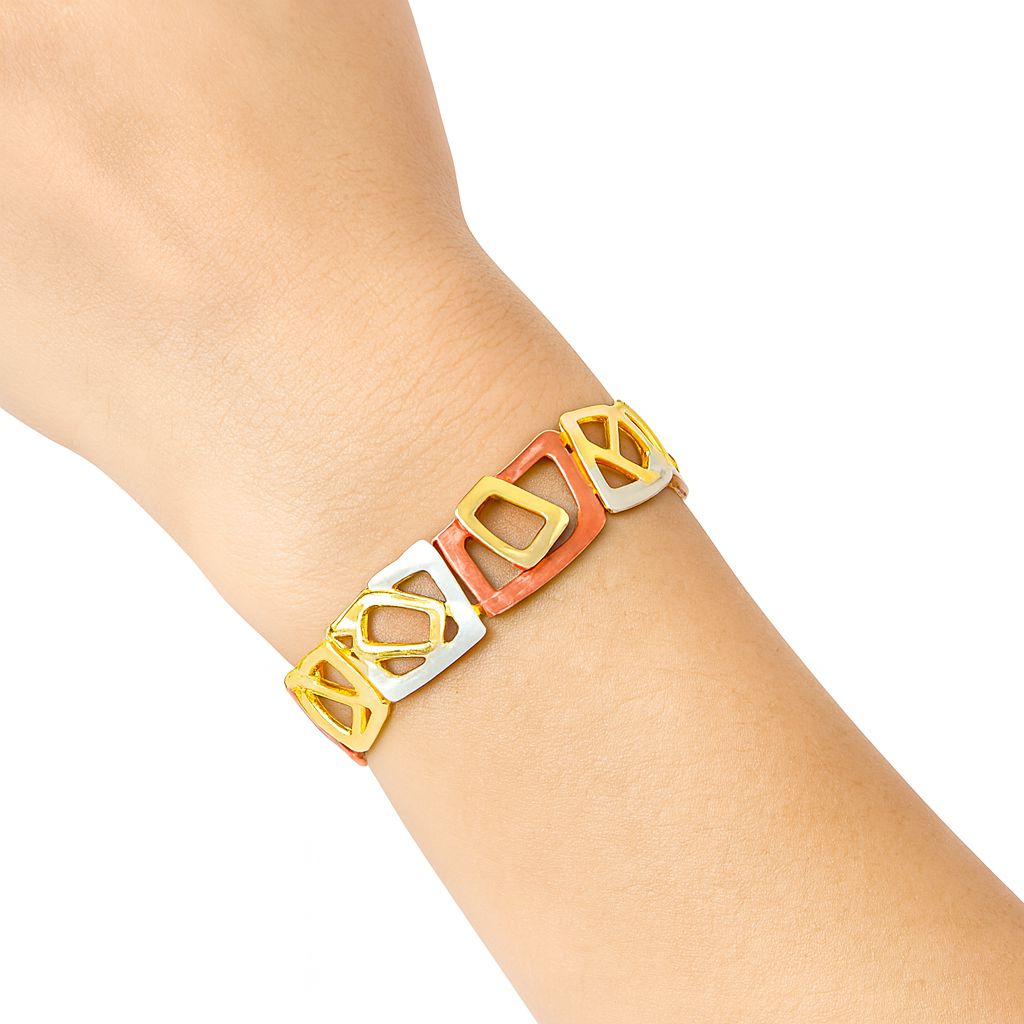 “Women’s modern gold-plated bracelet with abstract geometric enamel design”