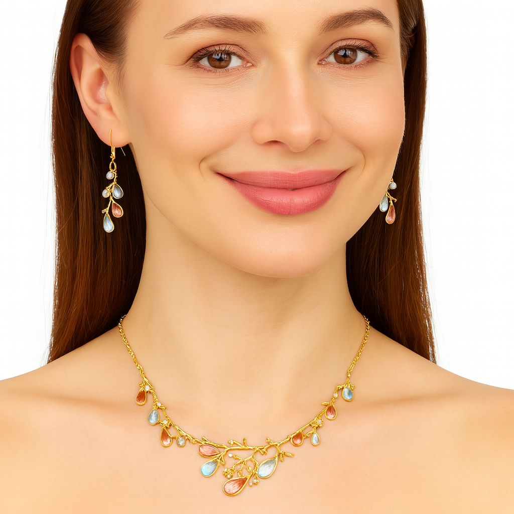 Hand-painted teardrop jewelry set for women