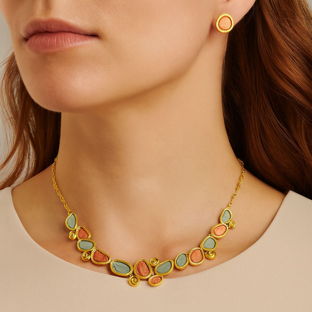 PALLAS Jewelry gift box with artistic enamel necklace set