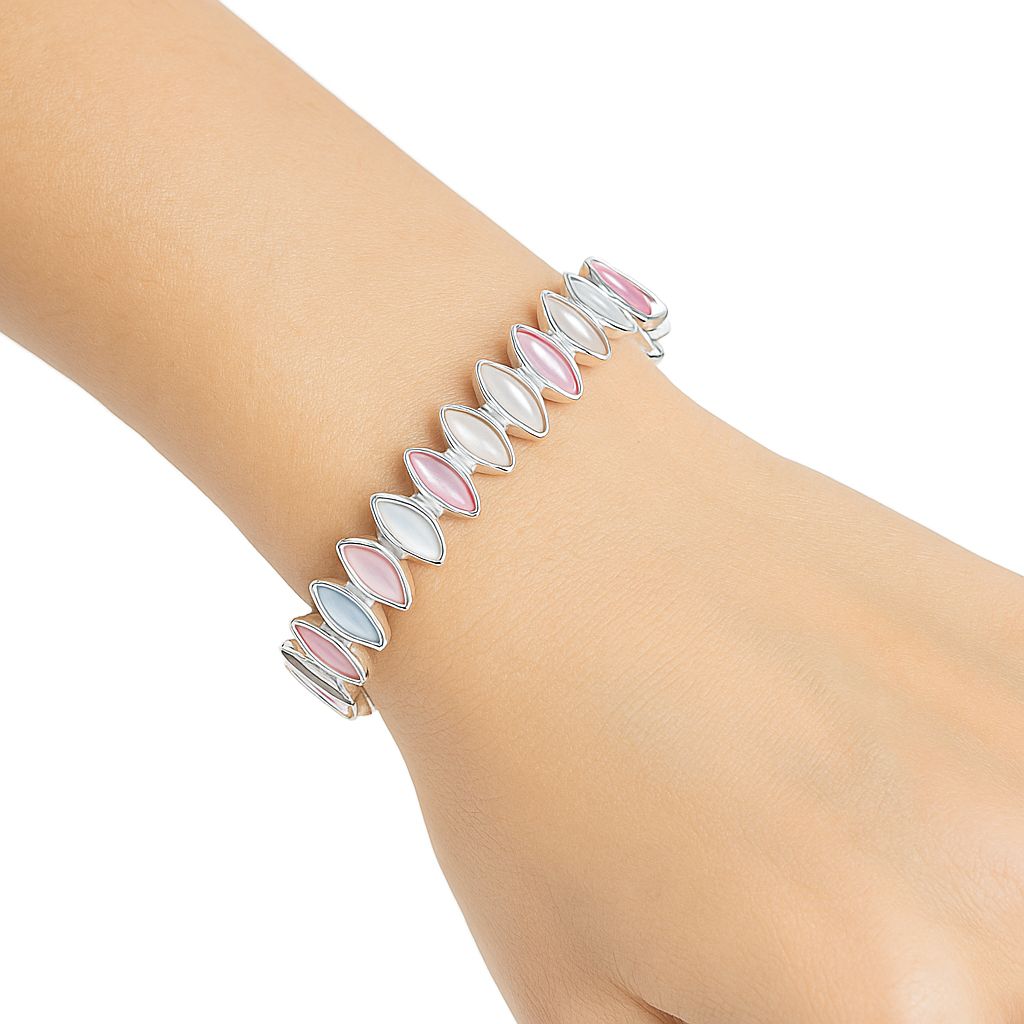 Women wearing elegant pastel enamel bangle bracelet